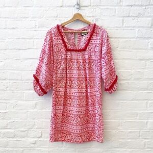 Tuckernuck || Beach Heat Wave Catalans Mini Dress Cover Up Fringe Pink Red Small